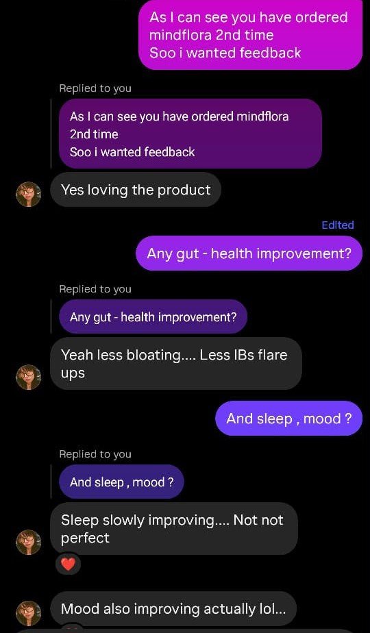 Customer is talking about how their well their IBS got treated using MindFlora.