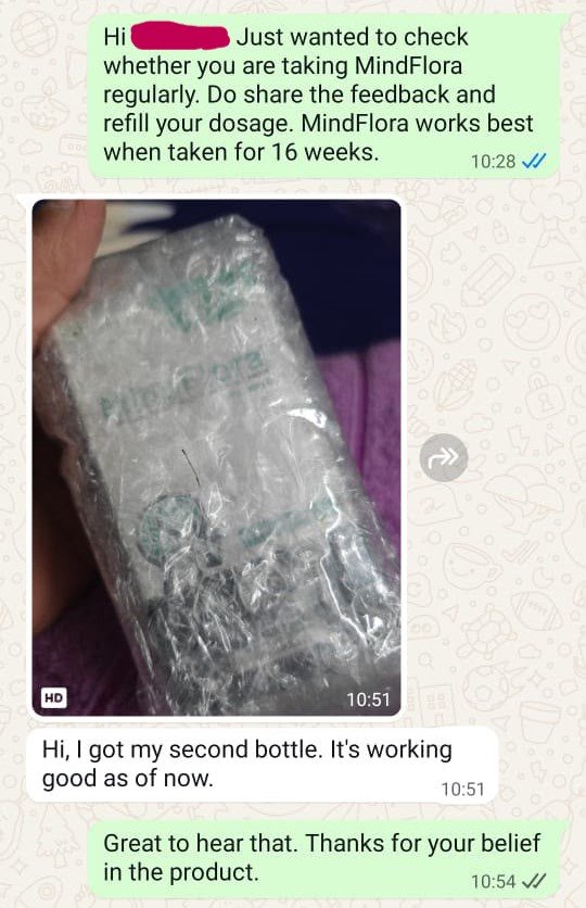 Customer is talking about how their well their gut problems got treated using MindFlora.