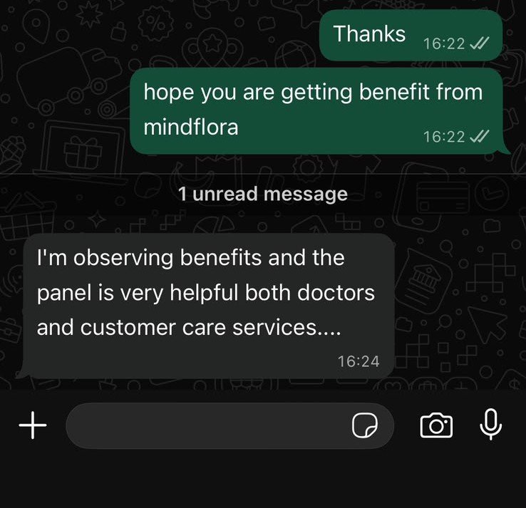 Customer is talking about how their well their gut got treated using MindFlora.