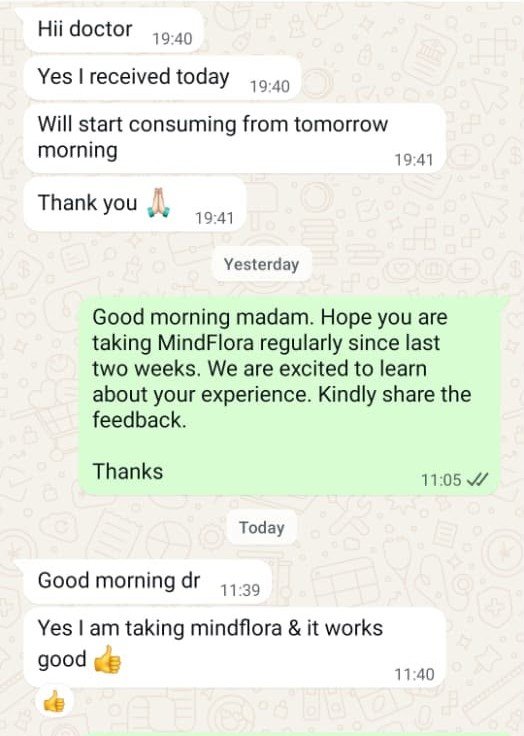 Customer is talking about how their well their gut got treated using MindFlora.