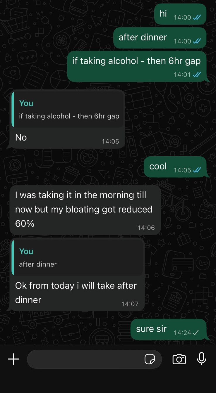 Customer is talking about how their well their bloating got treated using MindFlora.