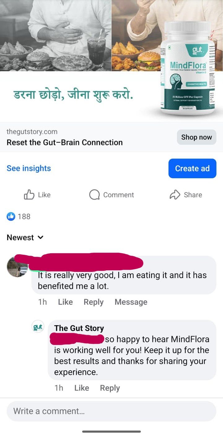 Customer is talking about how their well their gut got treated using MindFlora.