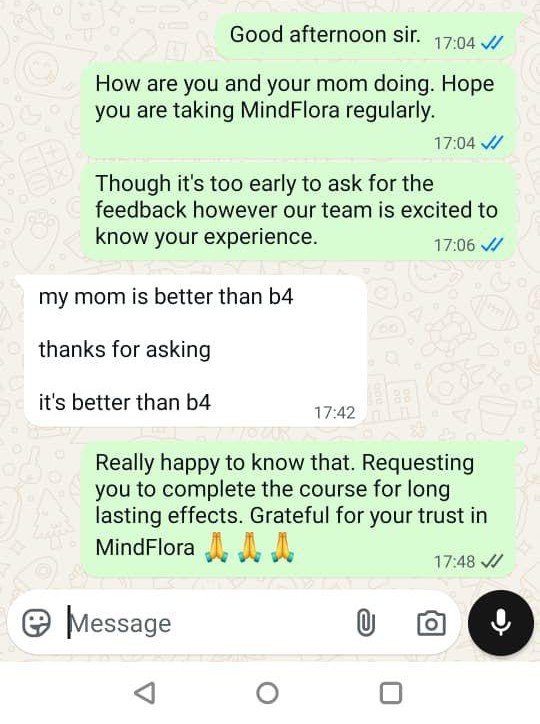 Customer is talking about how their well their gut got treated using MindFlora.