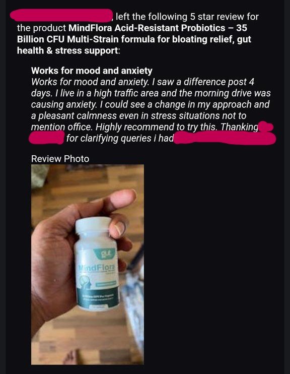 Customer is talking about how their well their anxiety got treated and mood got better using MindFlora.