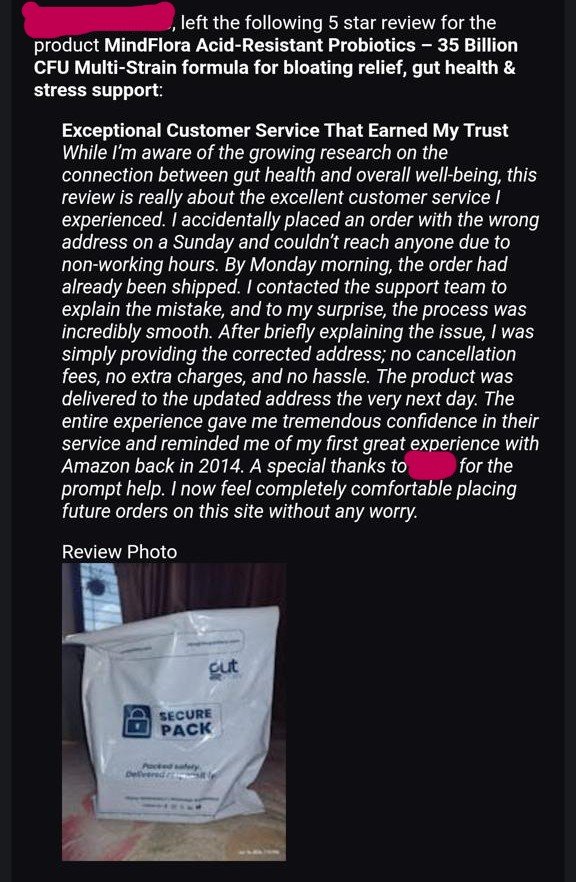 Customer is talking about how their well their gut got treated using MindFlora.